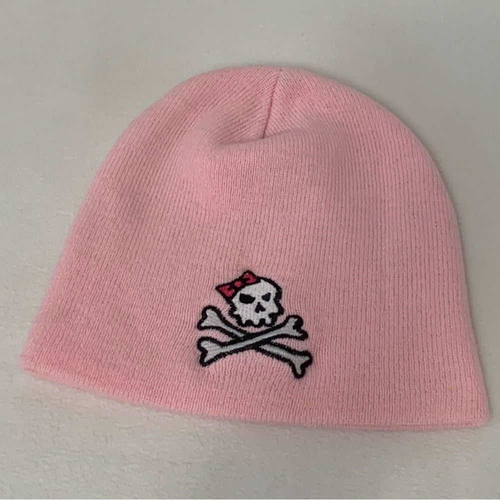 PINK SKULL & BONES BEANIE